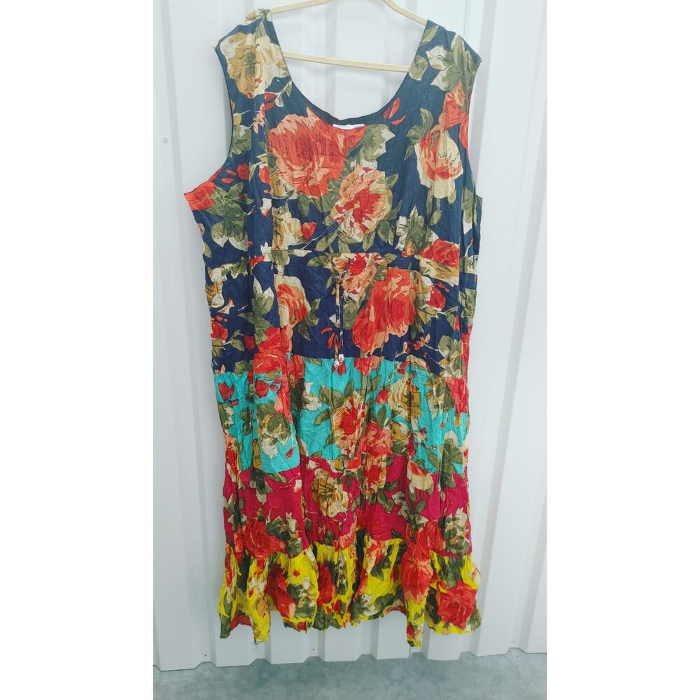 Only Necessities Dress Sleeveless Long Floral 5X Multicolor Lined